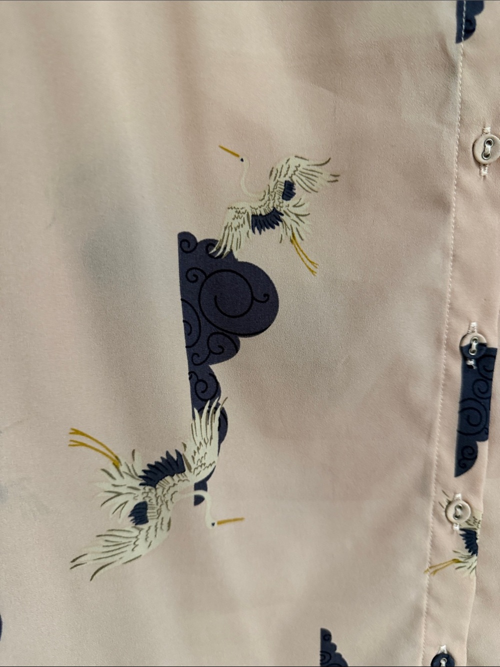 Tahari Light Pink Blouse with Navy Floral Print size XL - Picture 2 of 7